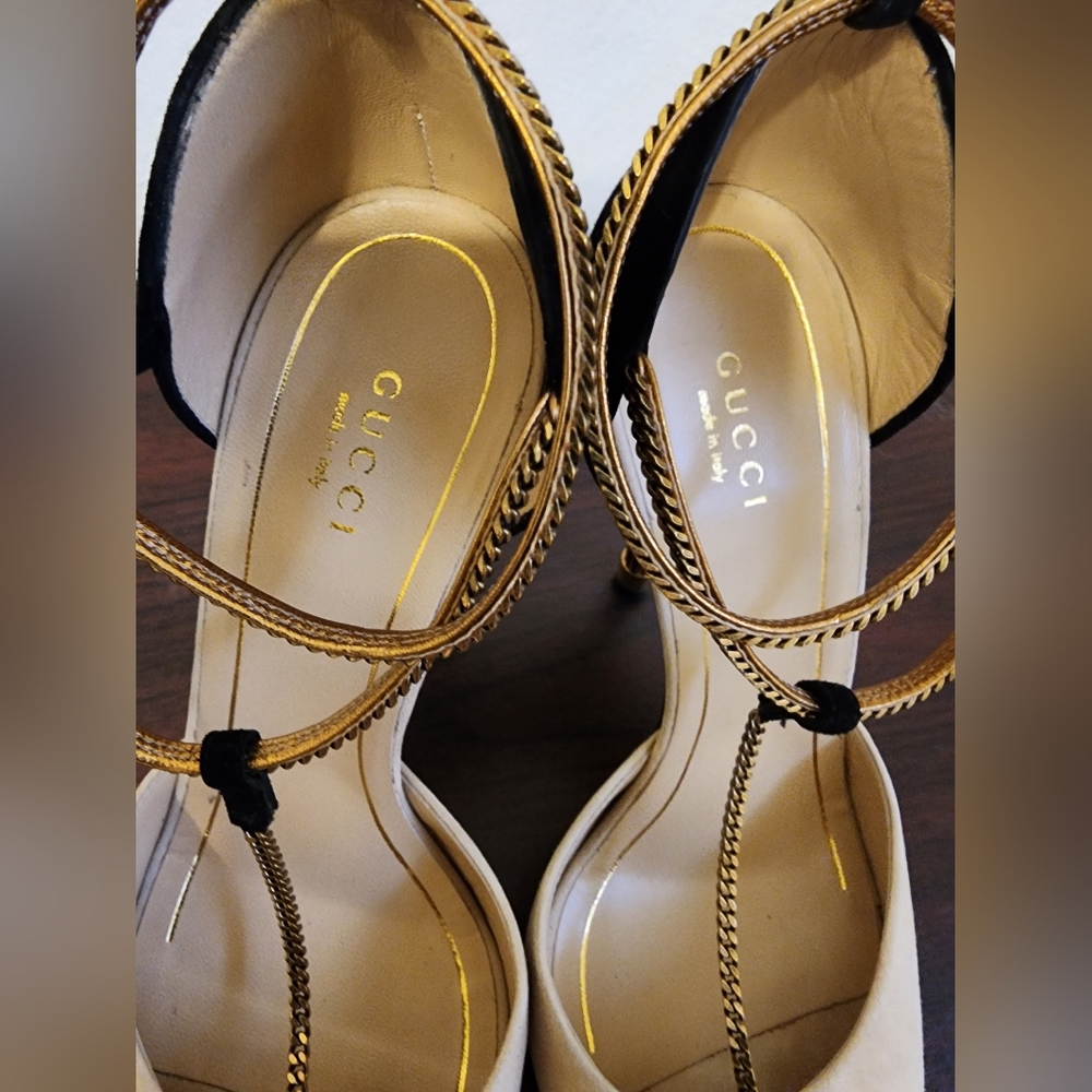 Gucci Ophelie High Heel Open-toe T-strap shoes 38.5 - Picture 7 of 10